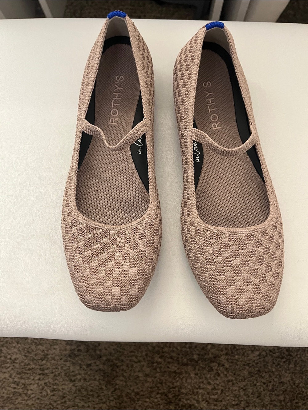 Rothy's Blush Knit Mary Jane Flats, daisy lilac color